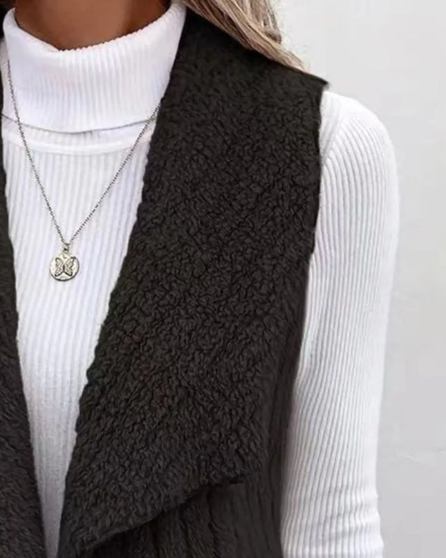 Open Front Fuzzy Vest Coat