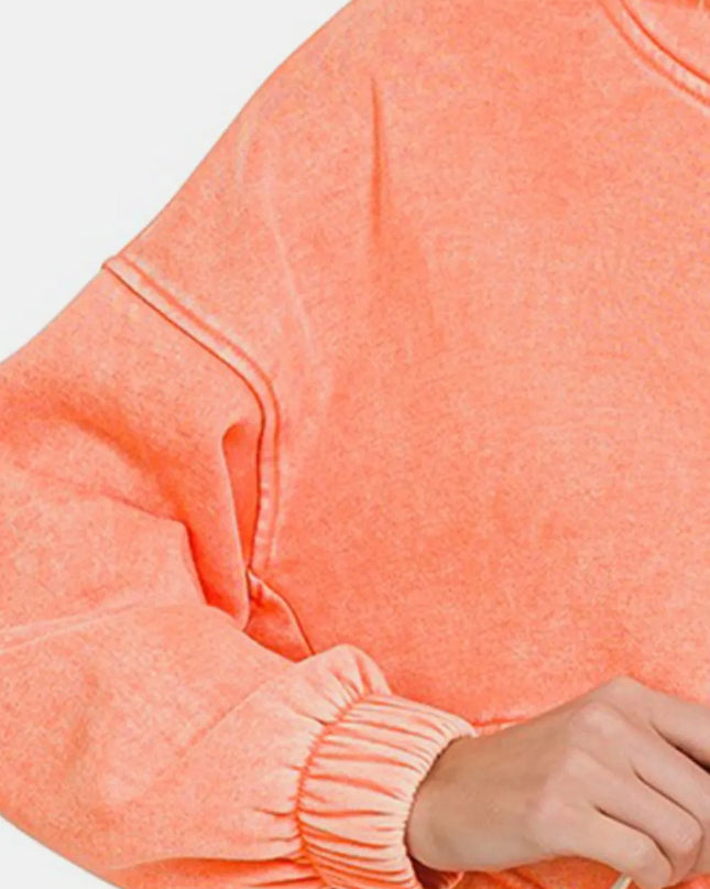 Zenana Drawstring Half Snap Dropped Shoulder Hoodie