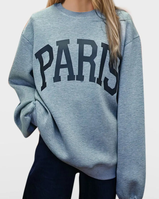 Basic Bae PARIS Round Neck Long Sleeve Air Scuba Sweatshirt