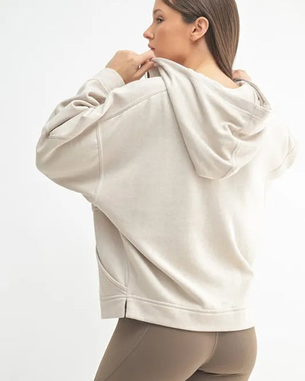 MONO B Drift Burnout Fleece Snap Hoodie