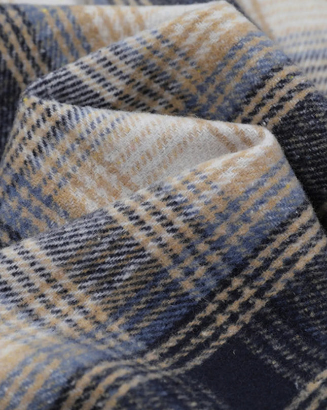 Men's Plaid Button Up Long Sleeve Jacket