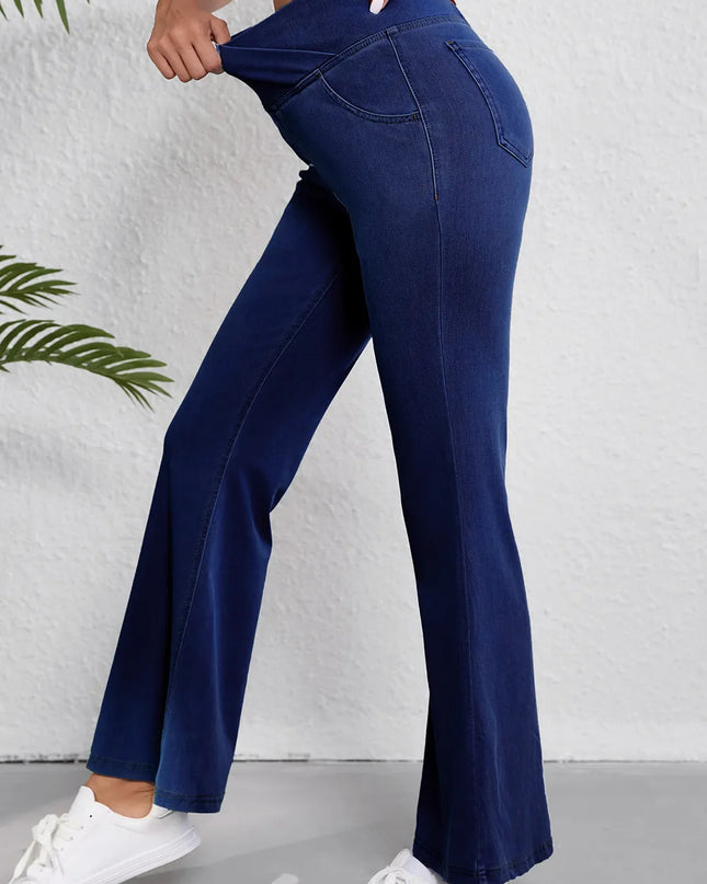 Asymmetric Waist Flare Jeans