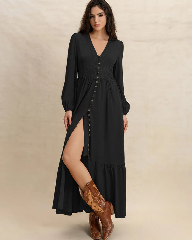 V-Neck Long Sleeve Dress 