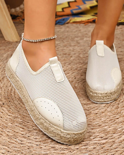 Mesh Espadrille Platform Slip-Ons 
