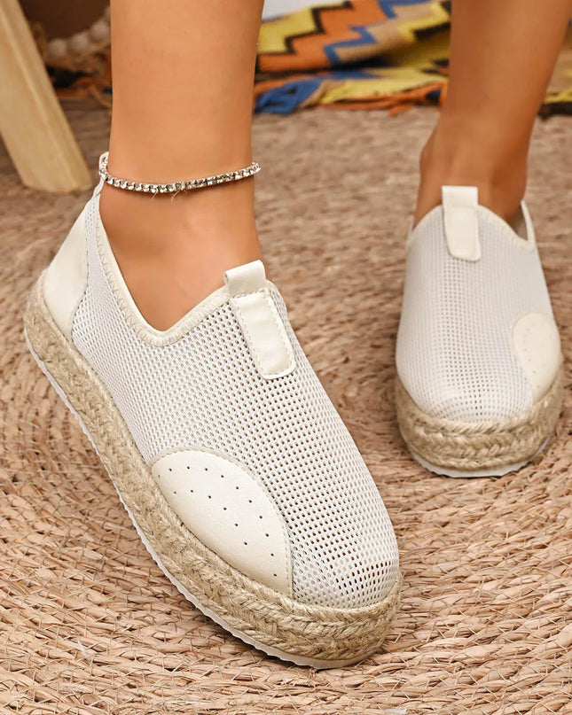 Mesh Espadrille Platform Slip-Ons 