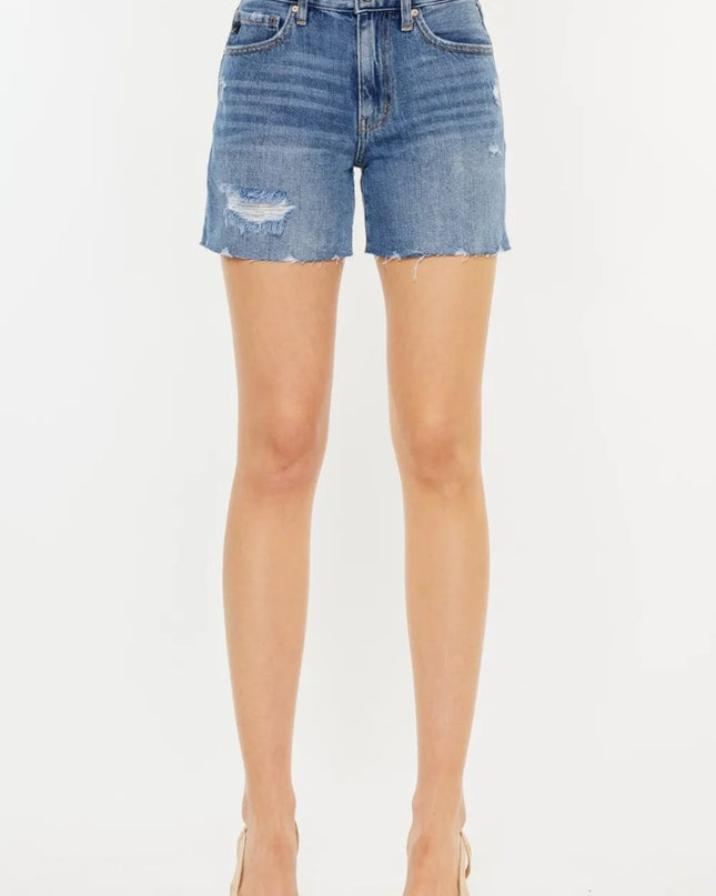 Kancan Distressed High Waist Denim Shorts