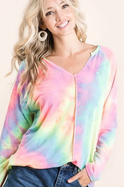 BiBi Long Sleeve Tie-Dye Terry T-Shirt