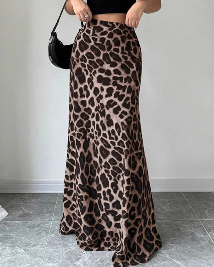 Leopard Print High-Waisted Maxi Skirt 
