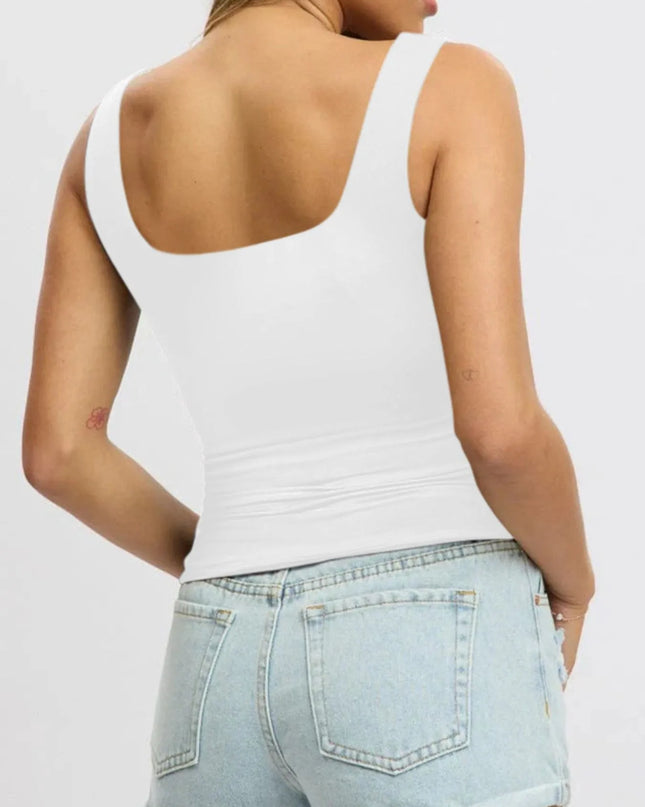 Square Neck Wide Strap Tank 
