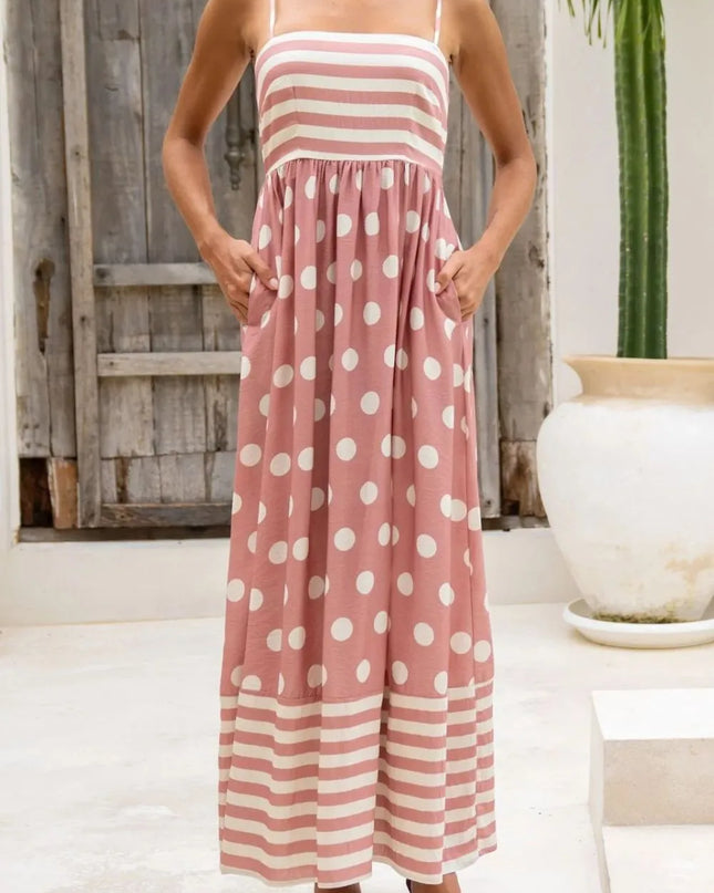 Polka Dot Square Neck Cami Dress