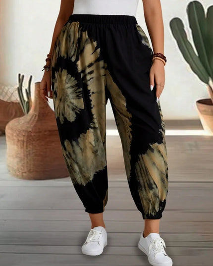 Tie-Dye Elastic Waist Pants Pastel Yellow