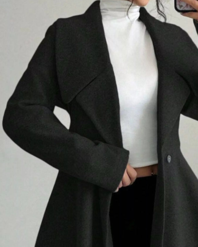 Double-Breasted Fit & Flare Wool Blend Coat