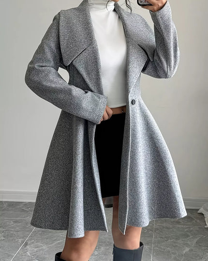 Double-Breasted Fit & Flare Wool Blend Coat