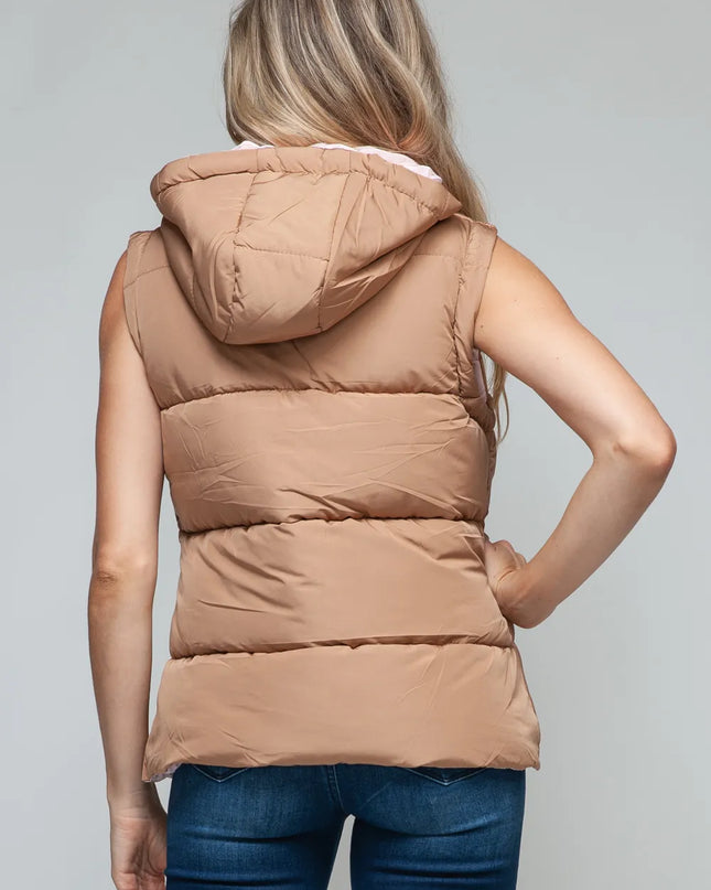 Snobbish Snap and Zip Closure Hooded Vest