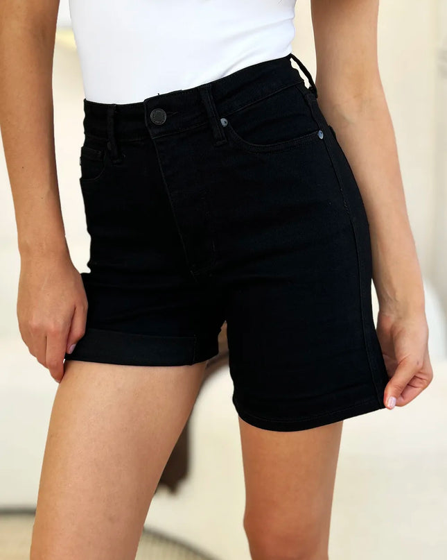 Judy Blue Full Size High Waist Tummy Control Cuffed Denim Shorts