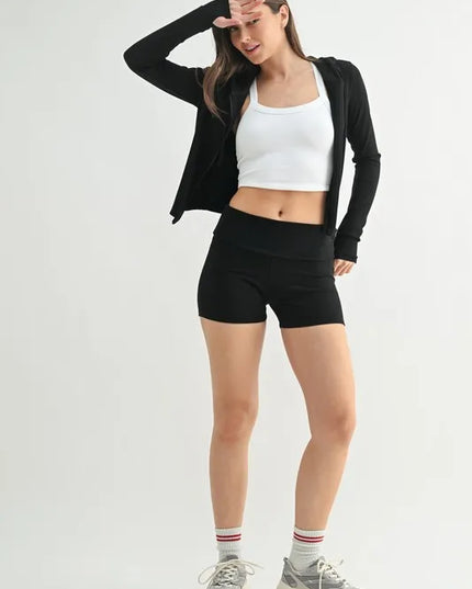 MONO B Ribbed Foldover Waist Shorts 