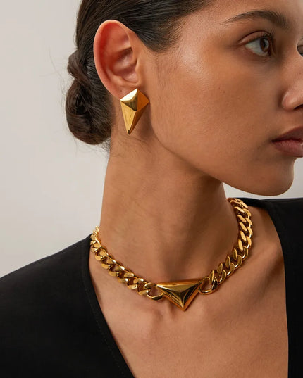 Stainless Steel 18K Gold-Plated Geometric Earrings