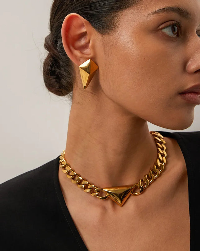 Stainless Steel 18K Gold-Plated Geometric Earrings