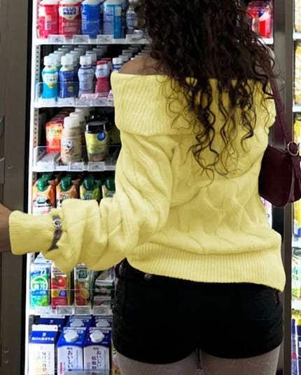 Cable Knit Off-Shoulder Sweater