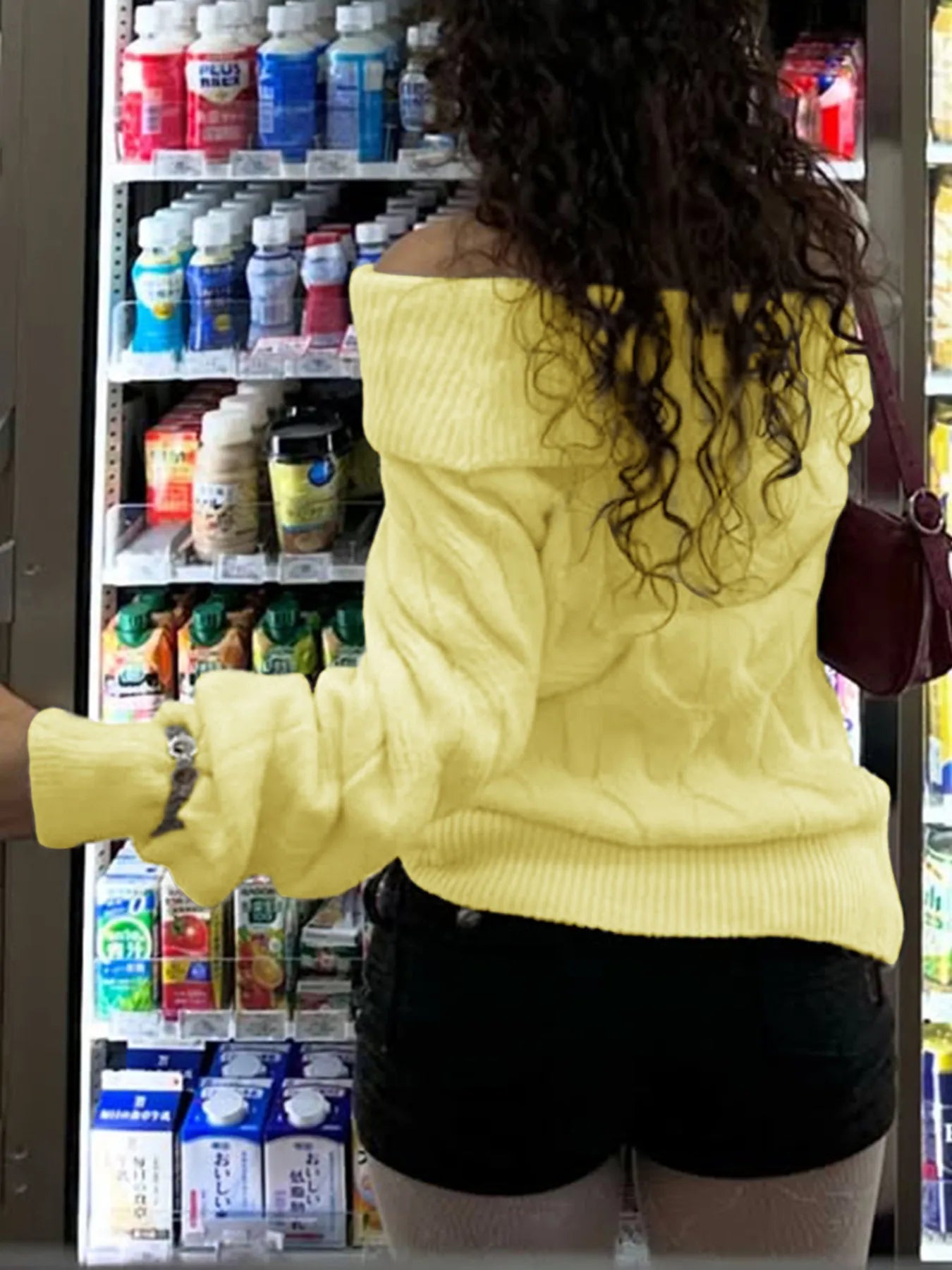 Cable Knit Off-Shoulder Sweater