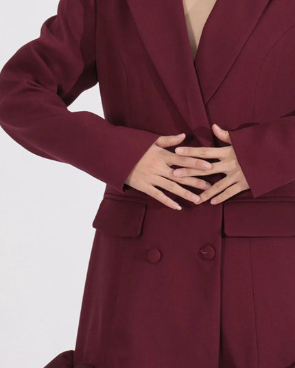 Ruffle Hem Double-Breasted Blazer Dress