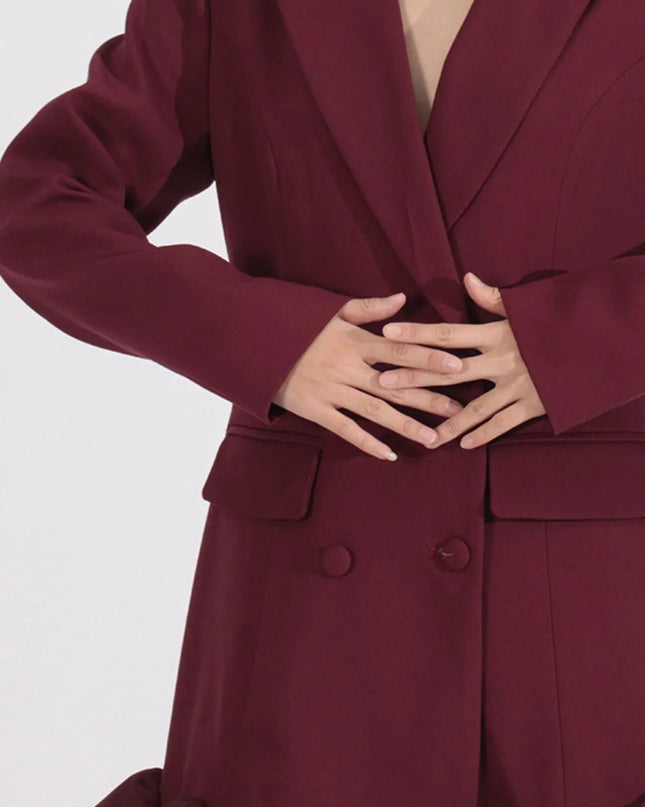 Ruffle Hem Double-Breasted Blazer Dress