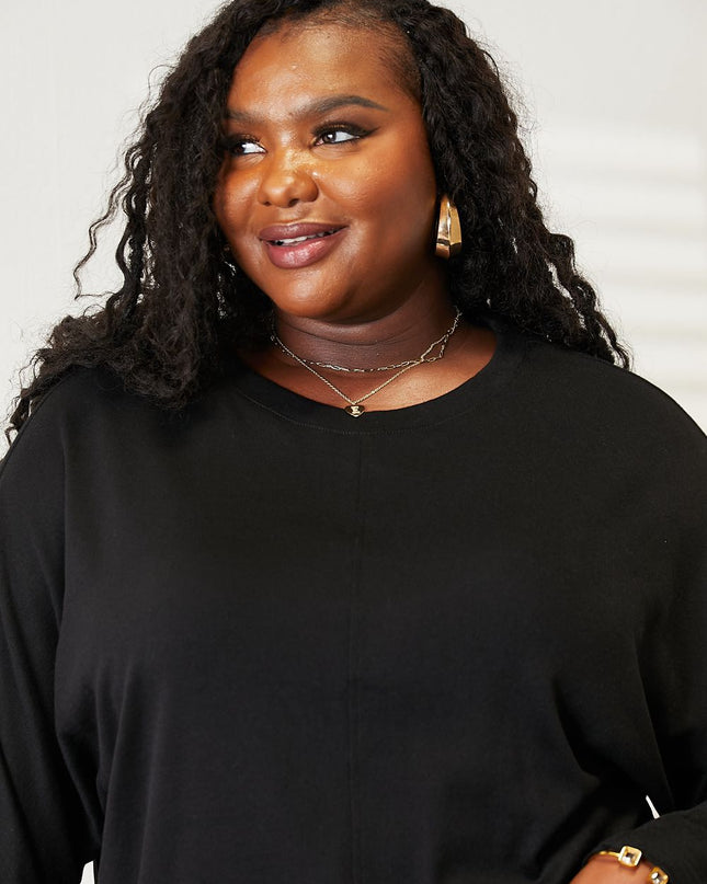 Double Take Seam Detail Round Neck Long Sleeve Top