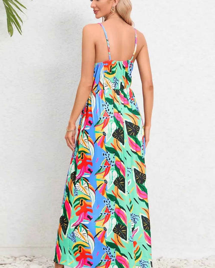 Printed Surplice Maxi Cami Dress