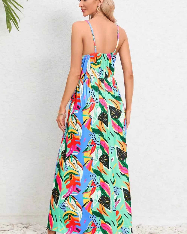 Printed Surplice Maxi Cami Dress