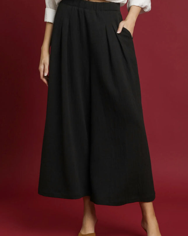 Umgee Elastic Waist Wide Leg Pants