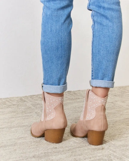 East Lion Corp Rhinestone Ankle Cowgirl Booties