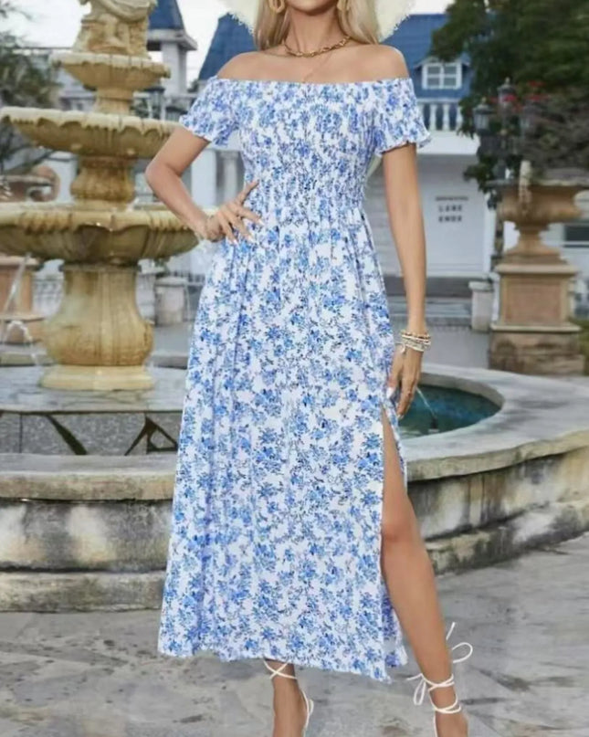 Full Size Slit Off-Shoulder Floral Midi Dress Plus Size