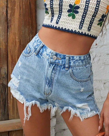 Raw Hem Denim Shorts