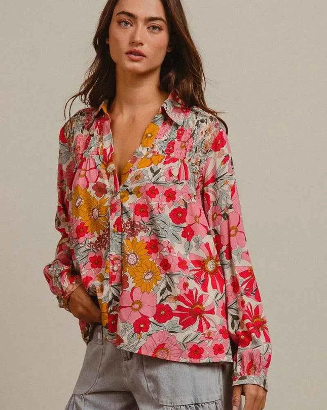 BiBi Woven Floral Printed Shirt Top