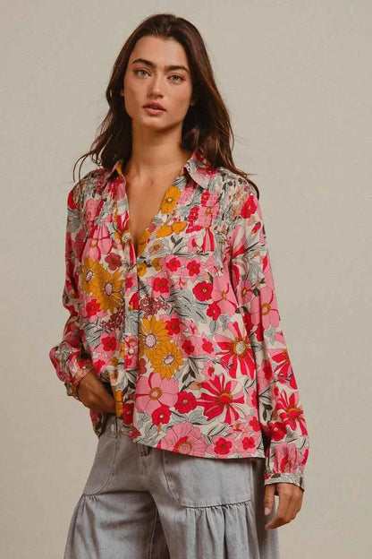 BiBi Woven Floral Printed Shirt Top