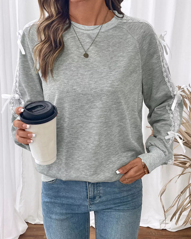 Lace Detail Round Neck Sweatshirt