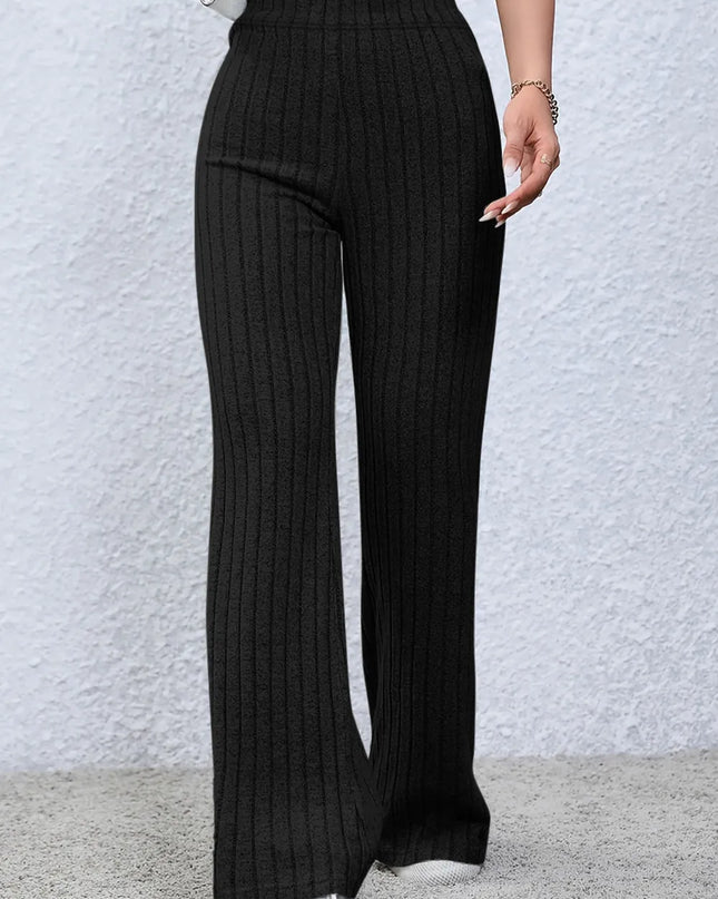 Basic Bae Full Size Ribbed High Waist Flare Pants
