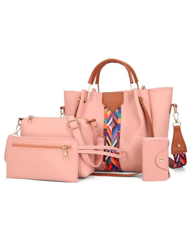 4-Piece Geometric Strap Bag Set 