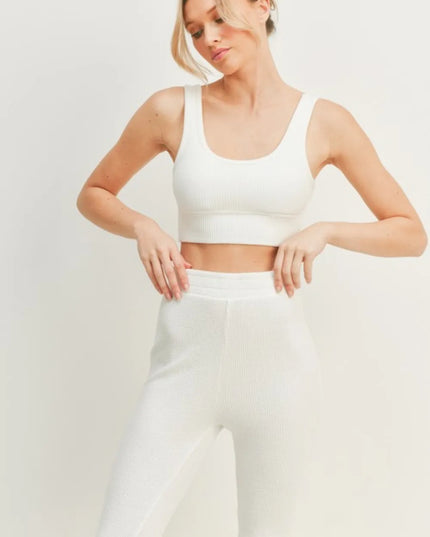 Kimberly C Waffle Tank and High Waist Flare Pants Set