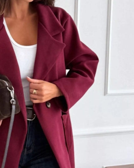 Long-Sleeve Single-Breasted Trench Coat