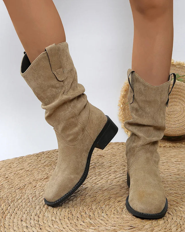 Pleated Pull-On Western Cowboy Boots
