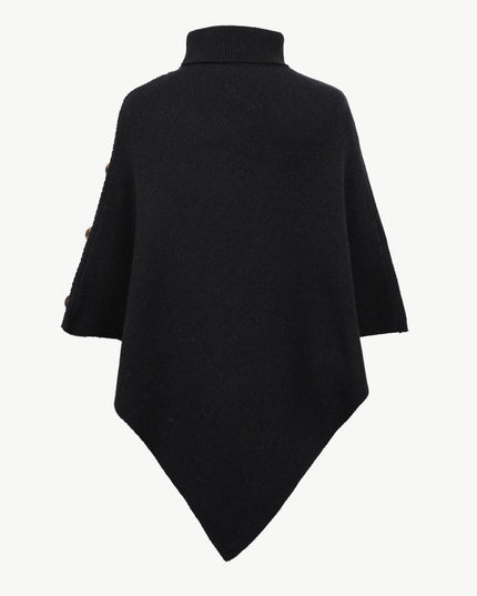Turtleneck Buttoned Poncho