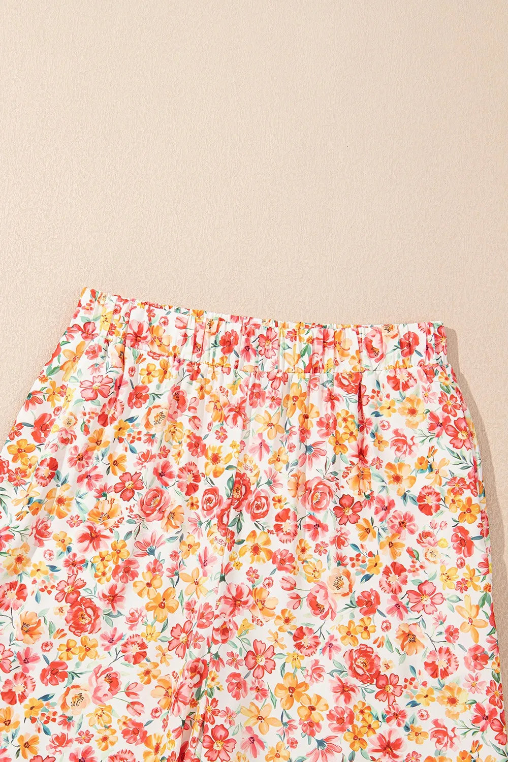 Boho Floral Bandeau Top and High Waist Wide Leg Pants Set