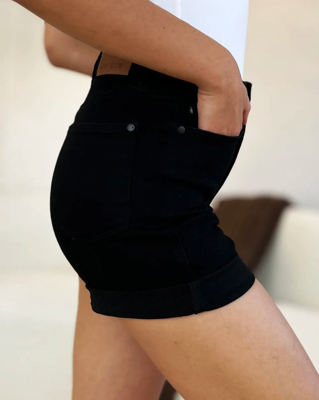 Judy Blue Full Size High Waist Tummy Control Cuffed Denim Shorts