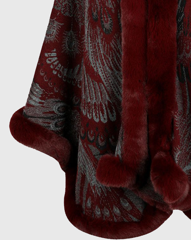 Printed Open Front Poncho