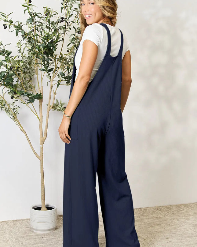Double Take Full Size Wide Strap Overall with Pockets