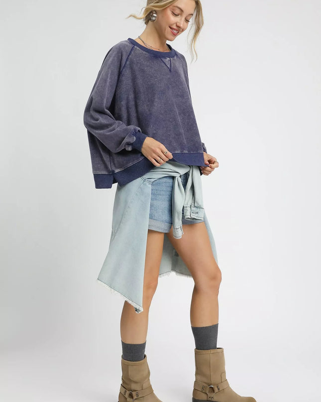 Umgee Mineral Wash French Terry Sweatshirt