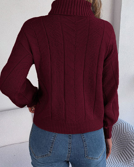 Cable-Knit Turtleneck Sweater