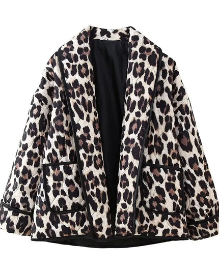 Leopard Open Front Long Sleeve Outerwear