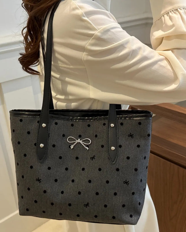 Bow Trim Polyester Tote Bag 